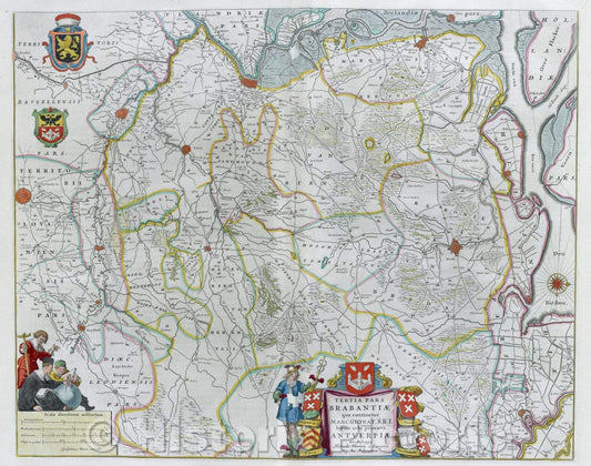 Historic Map : Tertia Pars Brabantiae qua continetur Marchionat. S.R.I horum urbs primaria Antverpia, c. 1664 , Vintage Wall Art