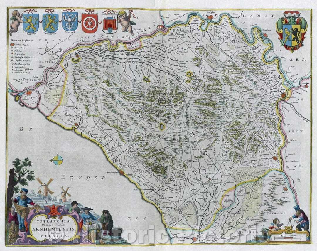 Historic Map : Tetrarchia Ducatus Gelriae Arnhemiensis sive Velavia, c. 1664 , Vintage Wall Art