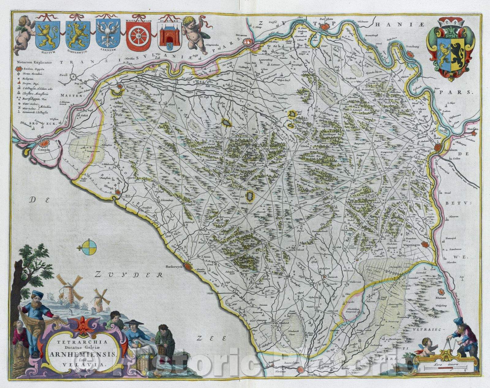 Historic Map : Tetrarchia Ducatus Gelriae Arnhemiensis sive Velavia, c. 1664 , Vintage Wall Art