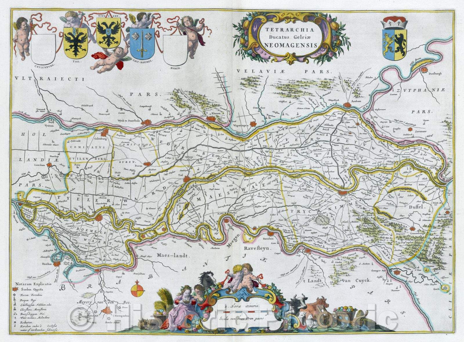 Historic Map : Tetrarchia Ducatus Gelriae Neomagensis, c. 1664 , Vintage Wall Art