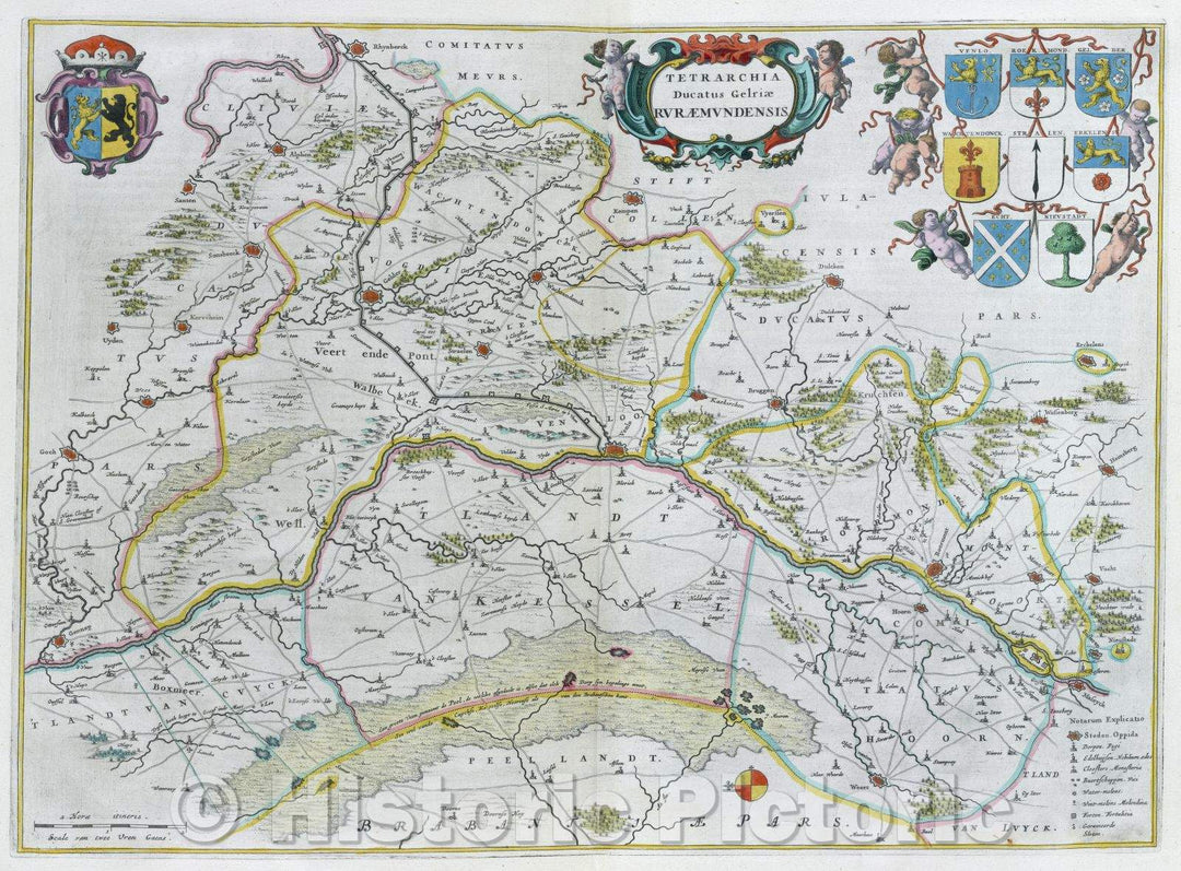 Historic Map : Tetrarchia Ducatus Gelriae Ruraemundensis, c. 1664 , Vintage Wall Art