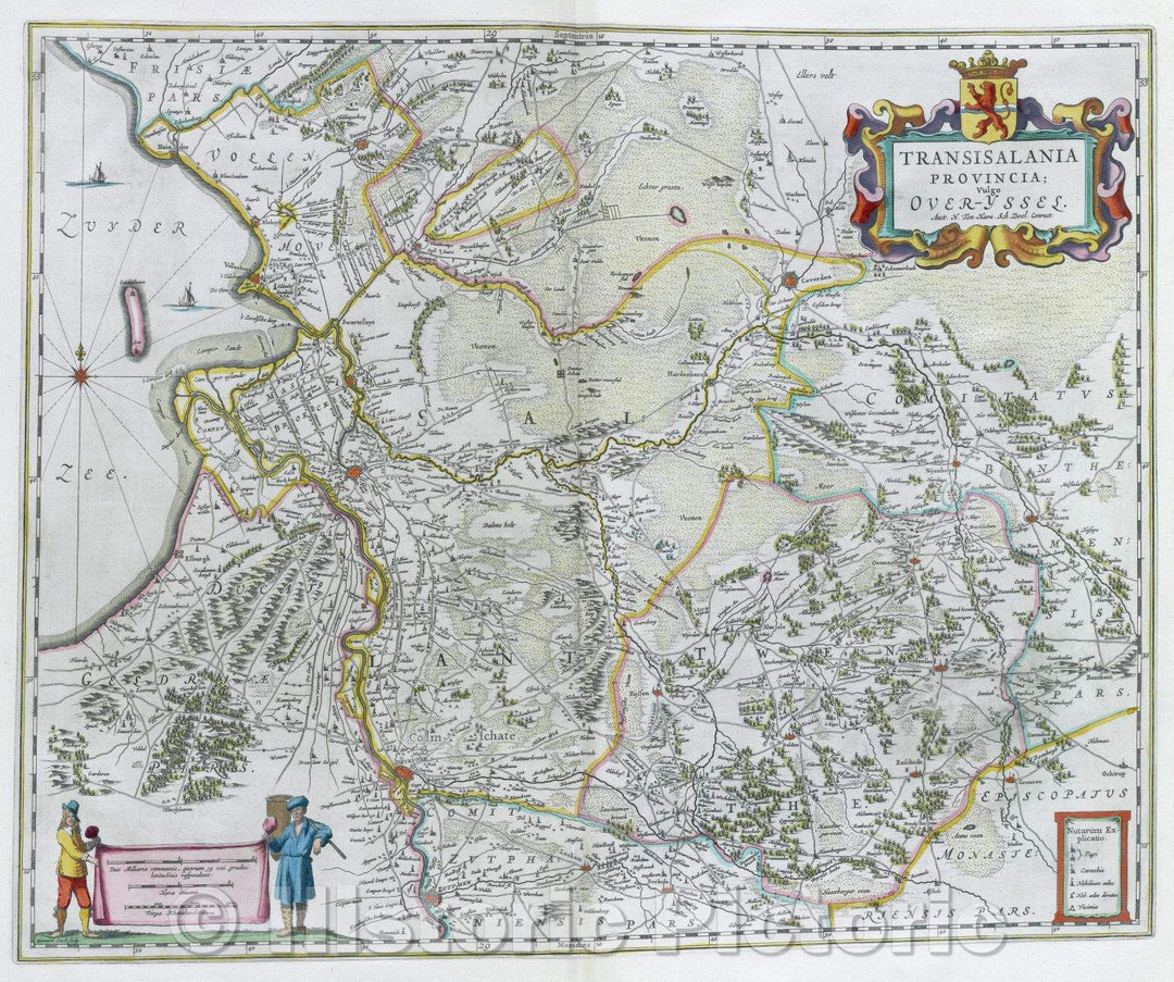 Historic Map : Transisalania Provincia; vulgo Over-yssel. Auct N. Ten Have Sch. Zwol. Conrect., c. 1664 , Vintage Wall Art
