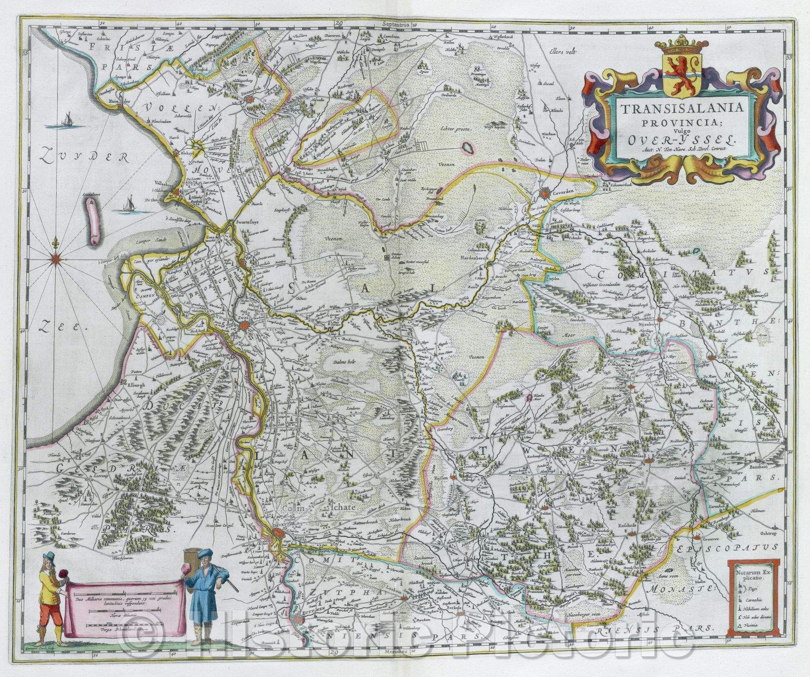 Historic Map : Transisalania Provincia; vulgo Over-yssel. Auct N. Ten Have Sch. Zwol. Conrect., c. 1664 , Vintage Wall Art