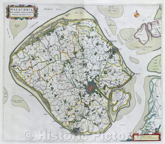 Historic Map : Walachria, Zelandiae Cisscaldinae insula Occidentalis., c. 1664 , Vintage Wall Art