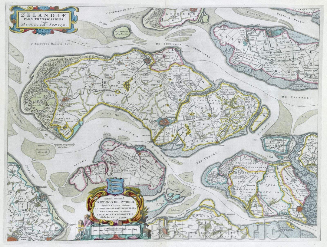 Historic Map : Zelandiae pars Transscaldina vulgo Beooster-Scheld, c. 1664 , Vintage Wall Art