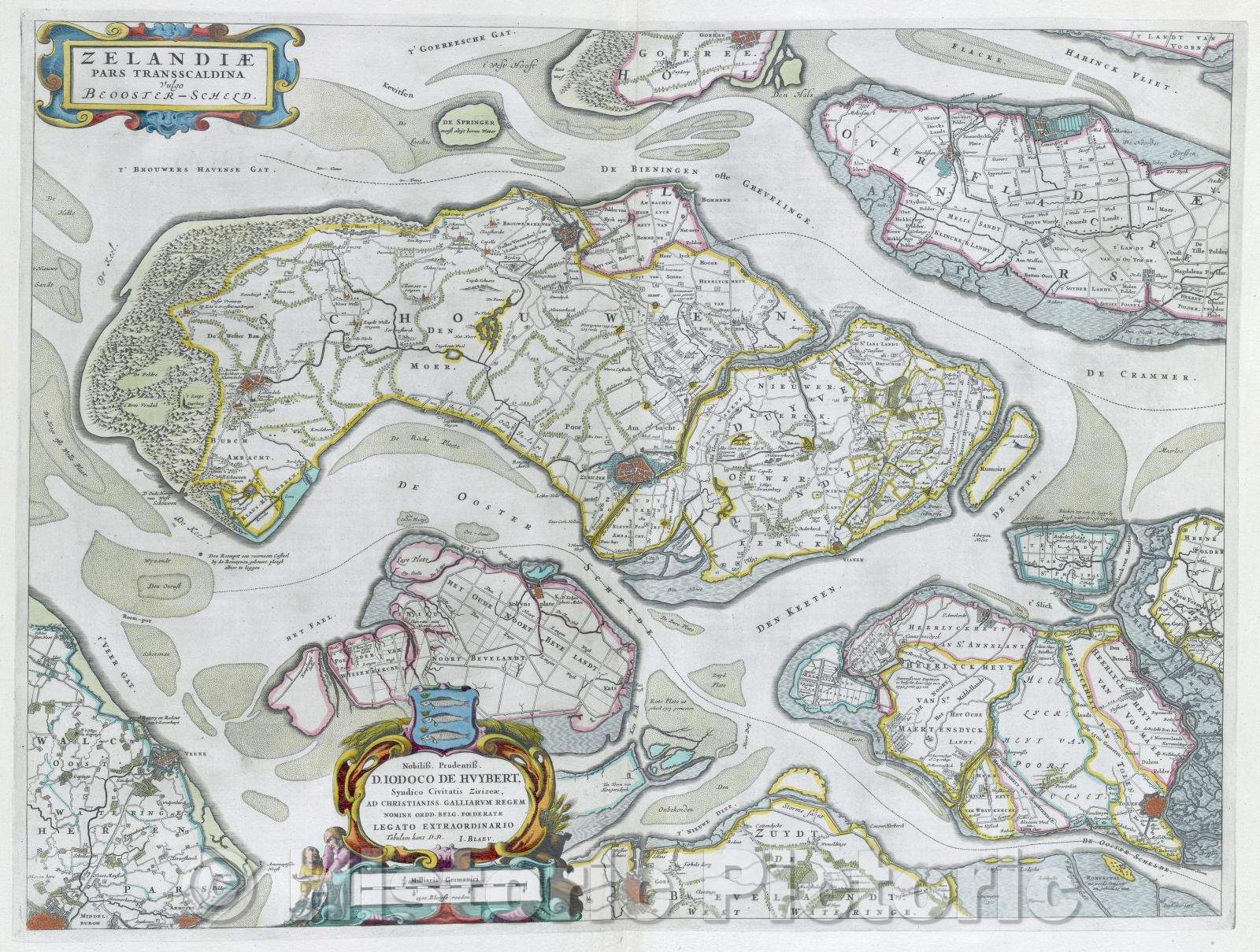 Historic Map : Zelandiae pars Transscaldina vulgo Beooster-Scheld, c. 1664 , Vintage Wall Art