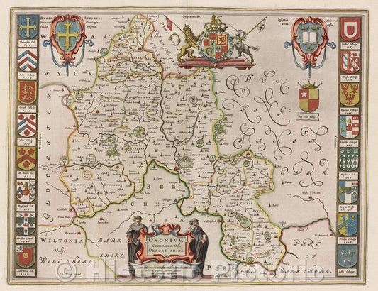 Historic Map : Oxonium comitatus, vulgo Oxfordshire., c. 1664 , Vintage Wall Art