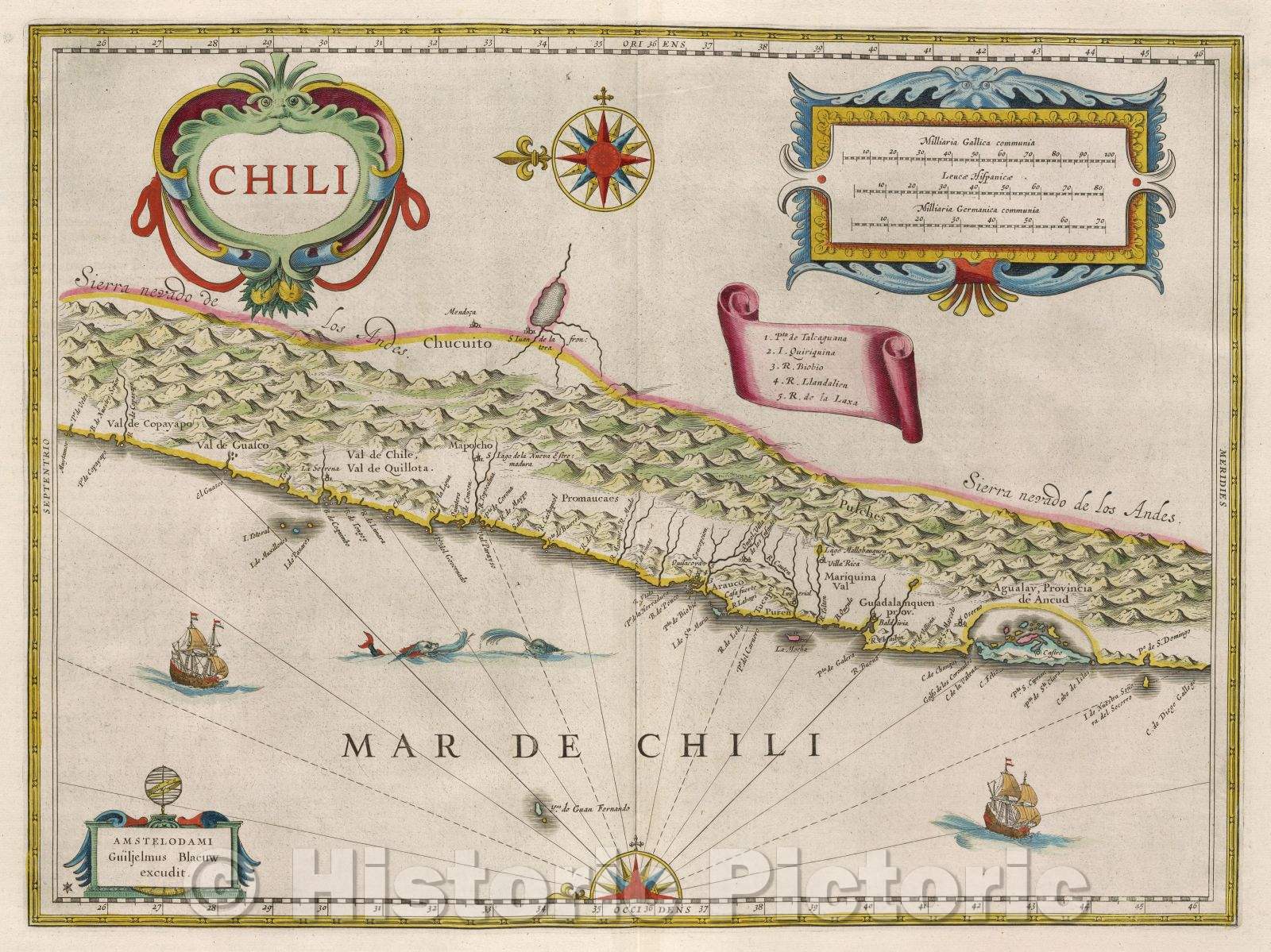 Historic Map : Chili, c. 1664 , Vintage Wall Art