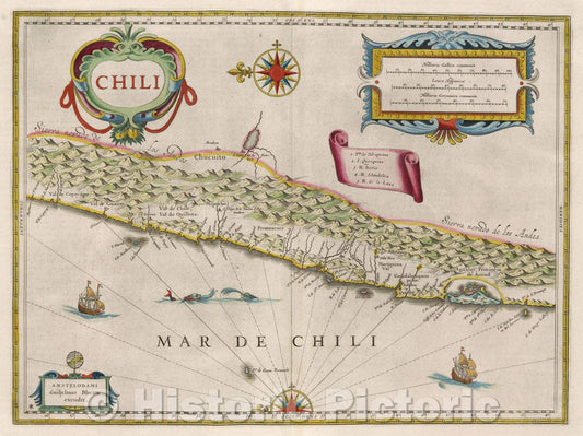 Historic Map : Chili, c. 1664 , Vintage Wall Art