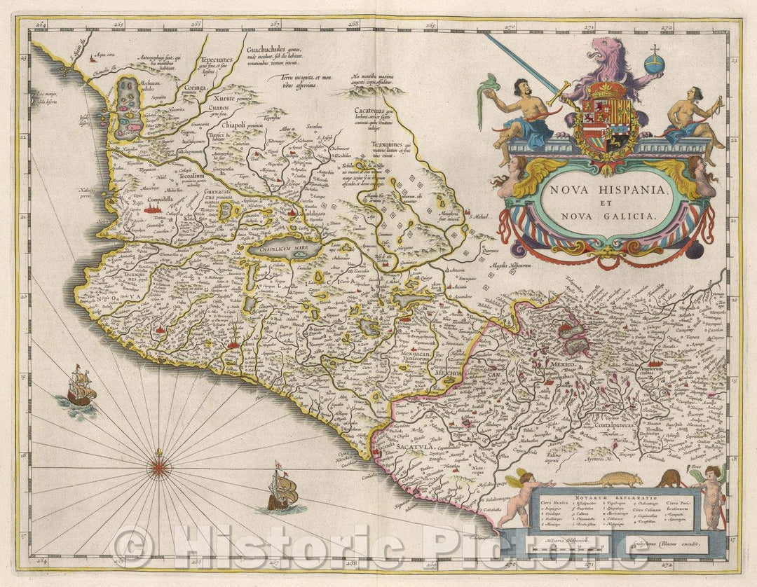 Historic Map : Nova Hispania, et Nova Galicia., c. 1664 , Vintage Wall Art