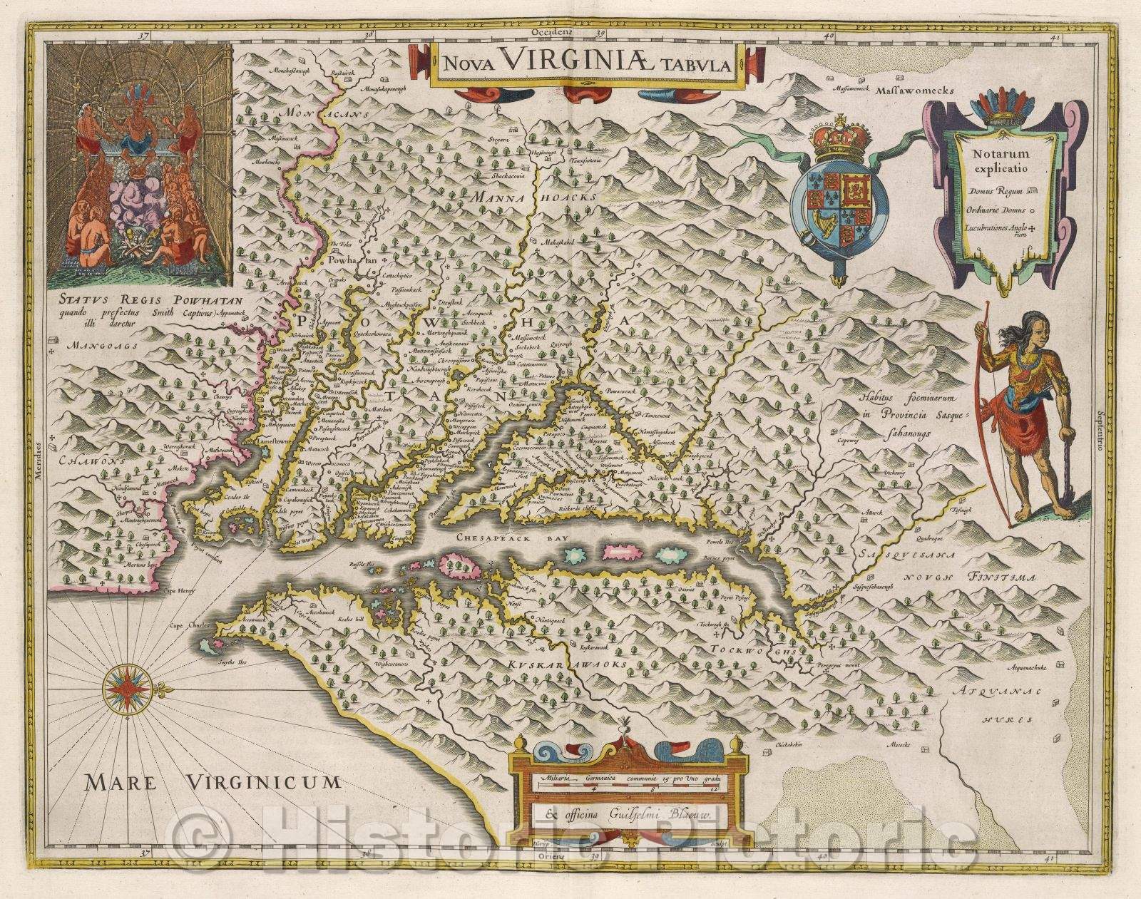 Historic Map : Nova Virginiae tabula, c. 1664 , Vintage Wall Art
