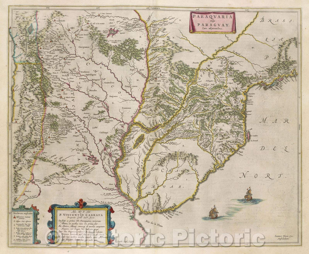 Historic Map : Paraquaria vulgo paraguay. Cum adjacentibus., c. 1664 , Vintage Wall Art