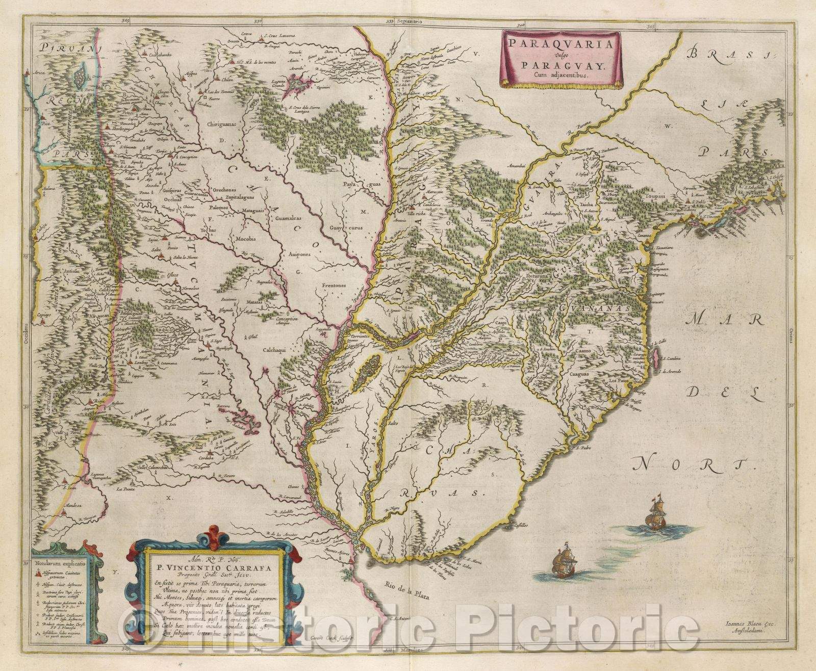 Historic Map : Paraquaria vulgo paraguay. Cum adjacentibus., c. 1664 , Vintage Wall Art