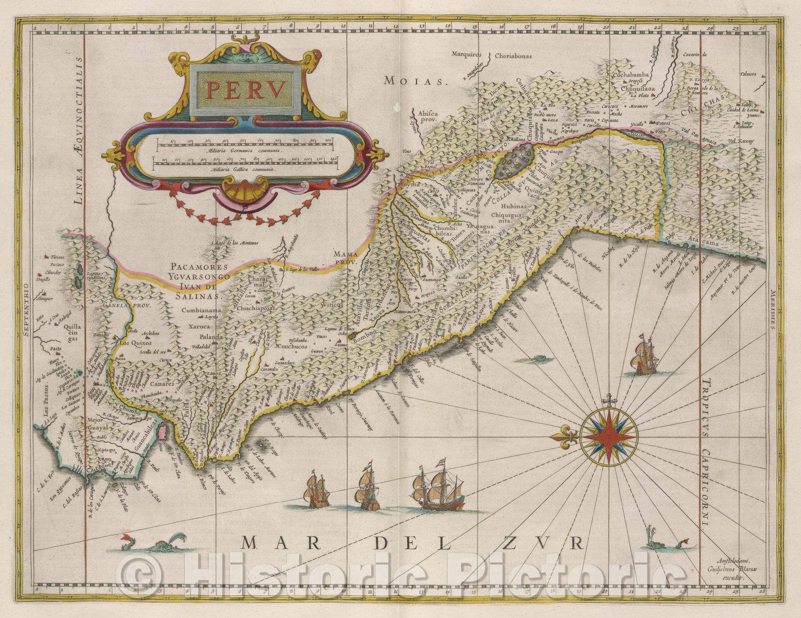 Historic Map : Peru, c. 1662 , Vintage Wall Art