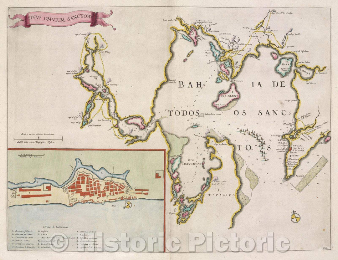 Historic Map : Sinus omnium sanctorum., c. 1664 , Vintage Wall Art