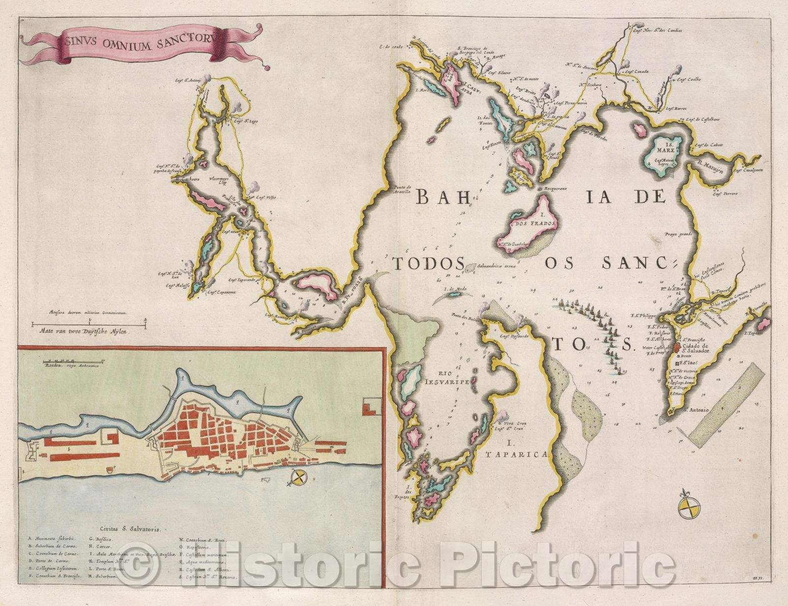 Historic Map : Sinus omnium sanctorum., c. 1664 , Vintage Wall Art
