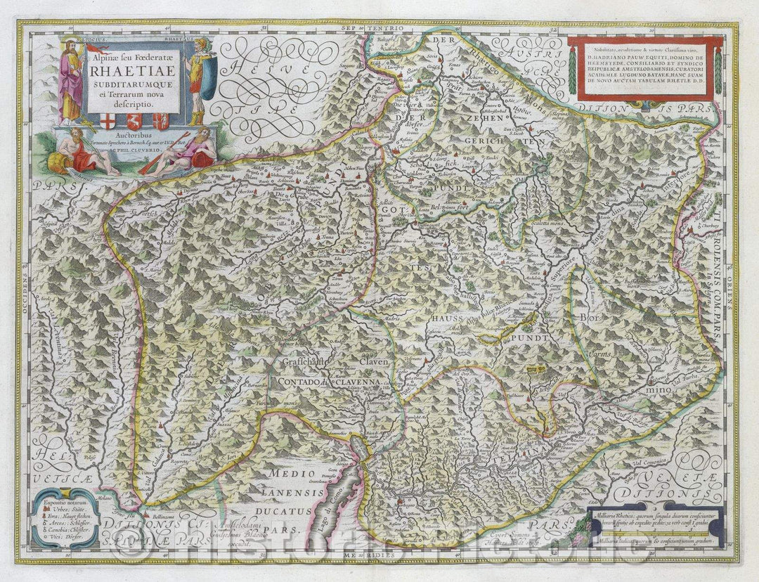 Historic Map : Alpinae seu Foederatae Rhaetiae subditarumque ei Terrarum nova descriptio., c. 1664 , Vintage Wall Art