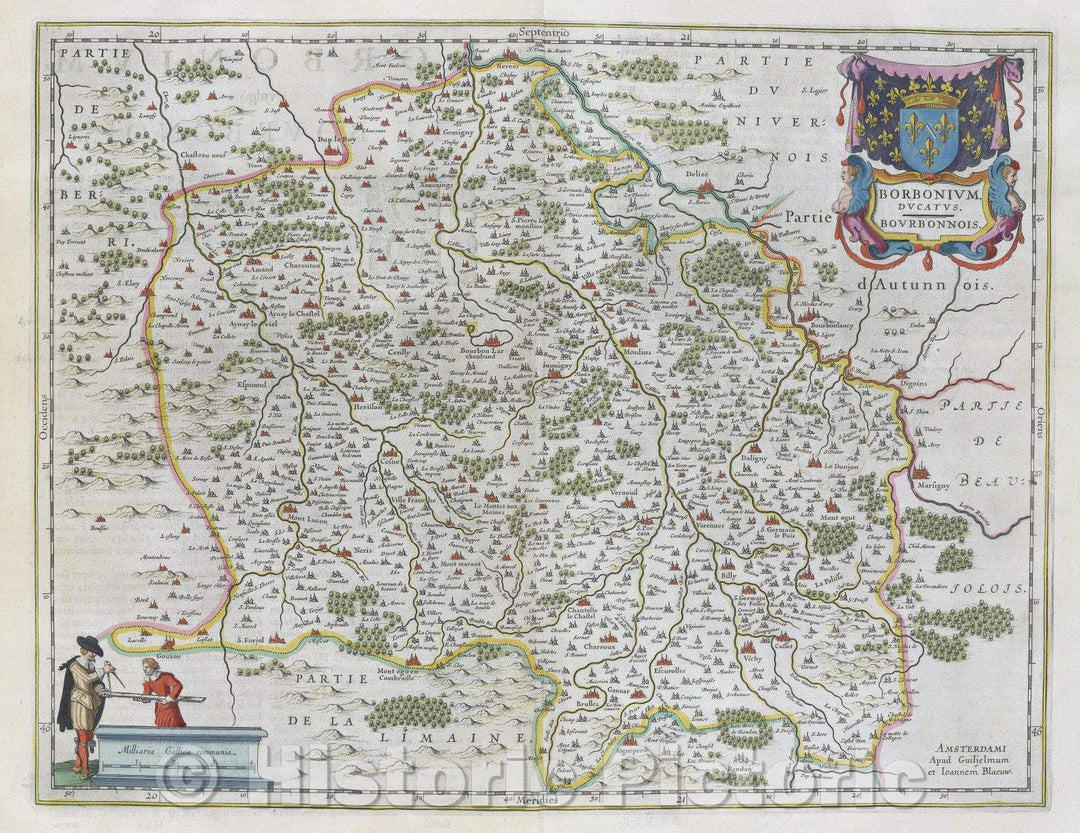 Historic Map : Borbonium, ducatus. Bourbonnois., c. 1664 , Vintage Wall Art
