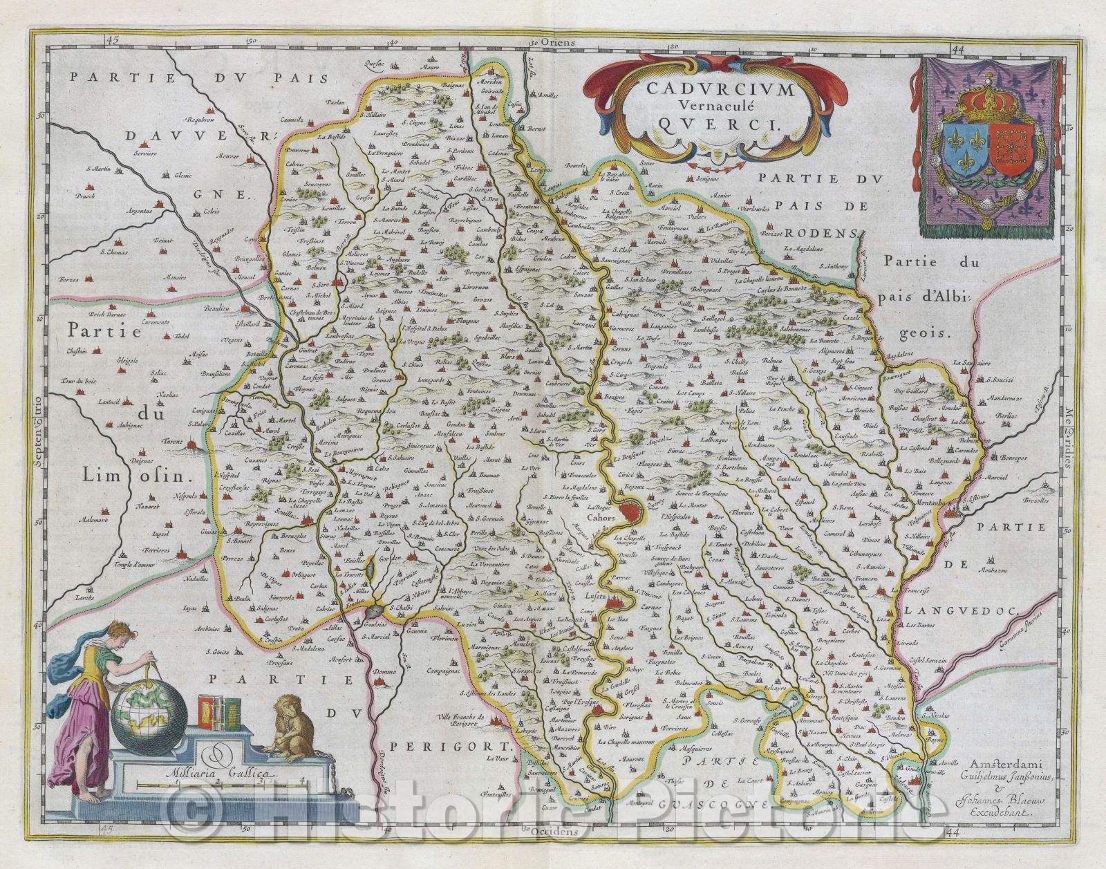 Historic Map : Cadurcium vernacule Querci., c. 1664 , Vintage Wall Art