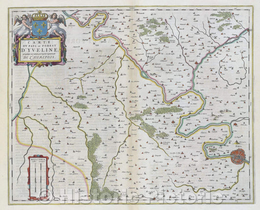 Historic Map : Carte du Pays et Forest D'Yveline que quelques uns mettent pour lapartie septentrionale de l'Hurepois., c. 1664 , Vintage Wall Art