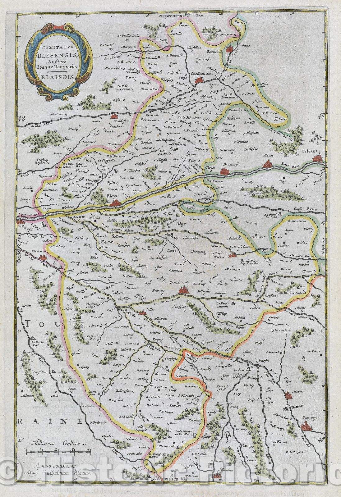 Historic Map : Comitatus Blesensis, Auctore Joanne Temporio. Blaisois., c. 1664 , Vintage Wall Art