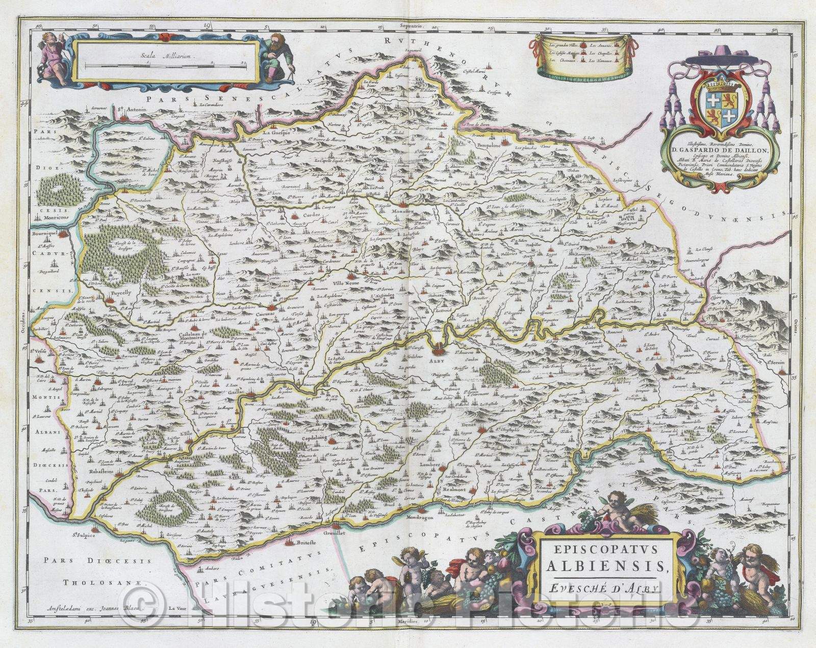Historic Map : Episcopatus Albiensis, Evesche d'Alby., c. 1664 , Vintage Wall Art
