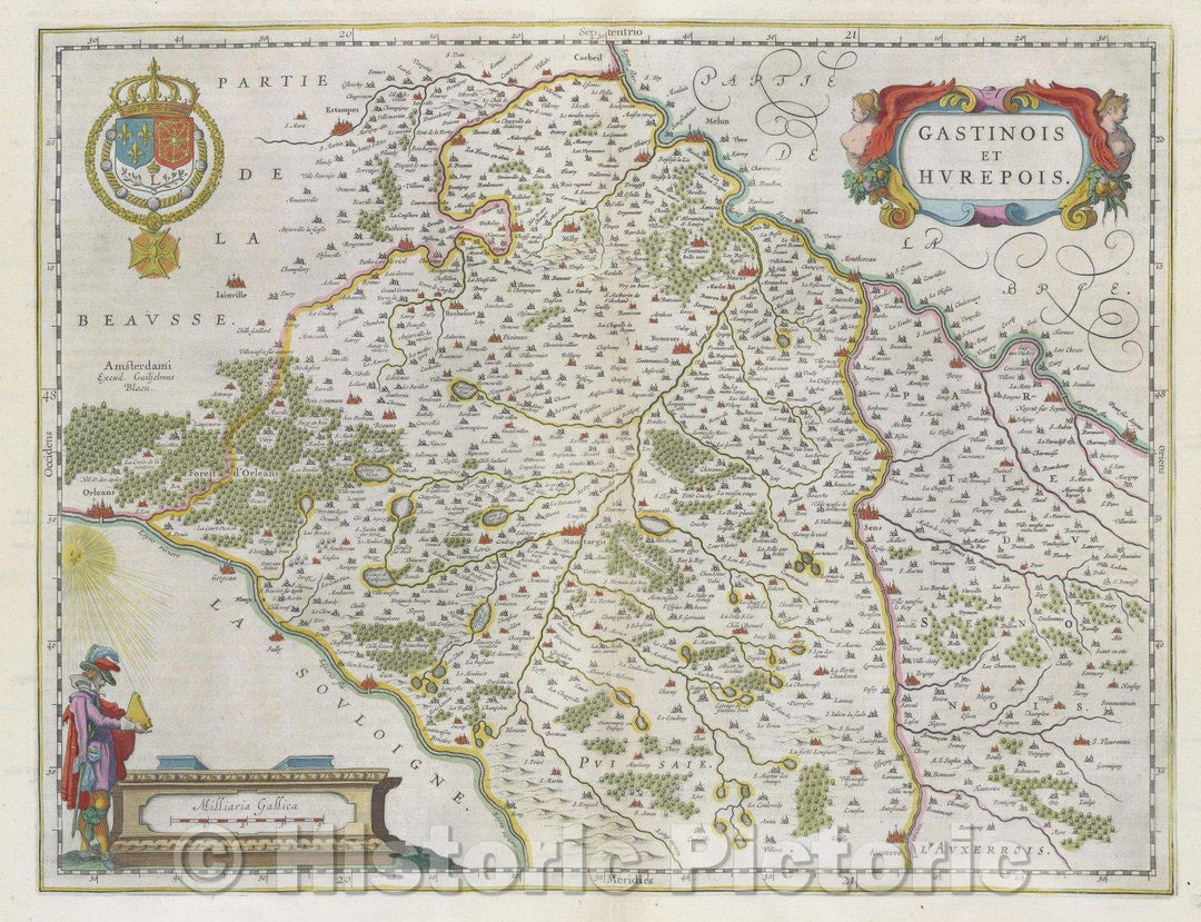 Historic Map : Gastinois et Hurepois., c. 1664 , Vintage Wall Art