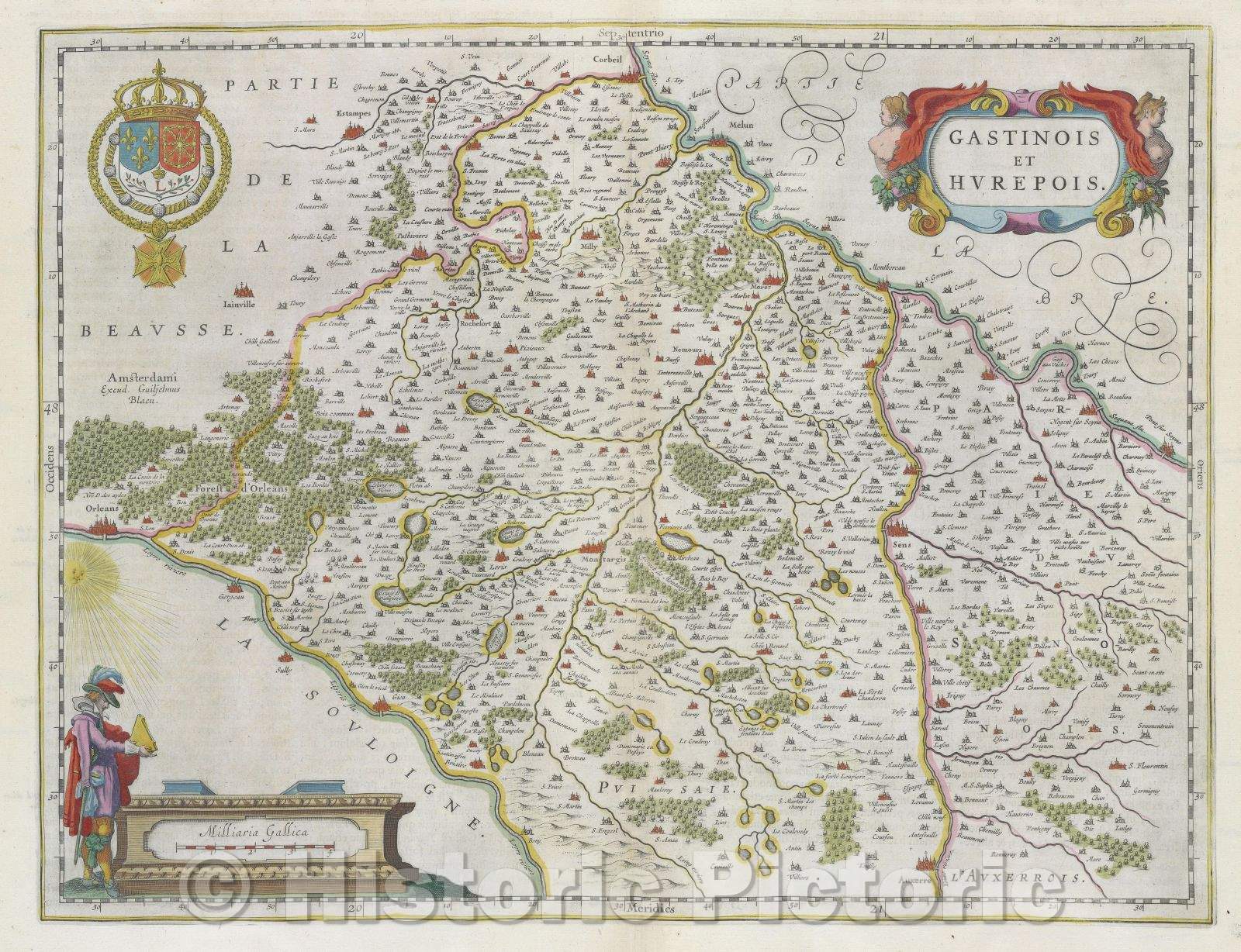 Historic Map : Gastinois et Hurepois., c. 1664 , Vintage Wall Art