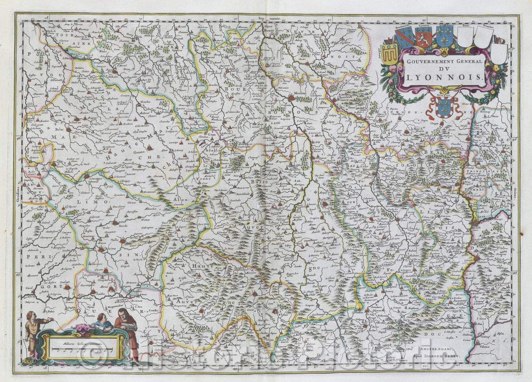 Historic Map : Gouvernement General du Lyonnois., c. 1664 , Vintage Wall Art