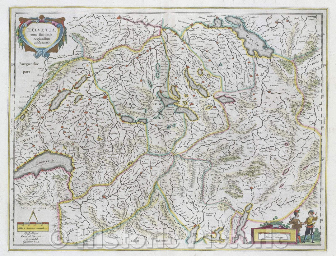 Historic Map : Helvetia, cum finitimis regionibus confoederatis., c. 1664 , Vintage Wall Art