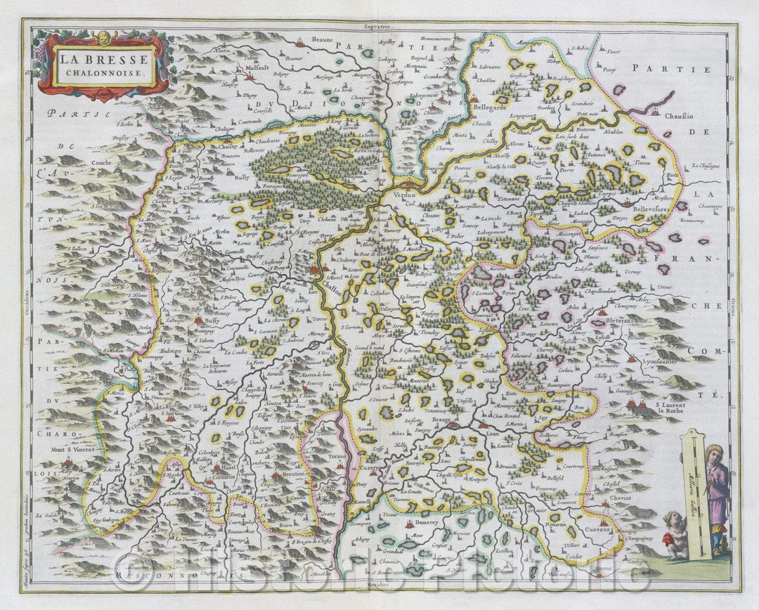 Historic Map : La Bresse Chalonnoise., c. 1664 , Vintage Wall Art