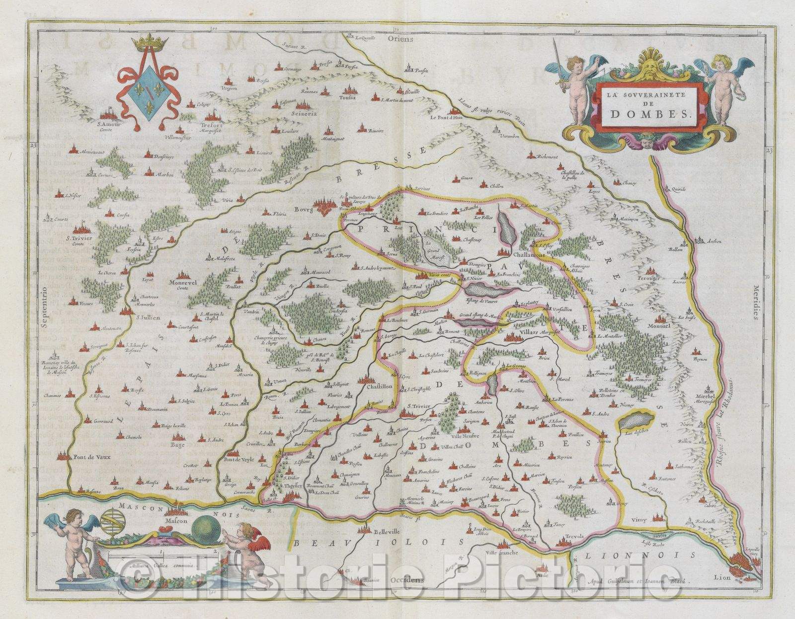 Historic Map : La Souverainete de Dombes., c. 1664 , Vintage Wall Art