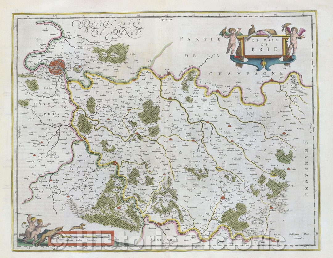 Historic Map : Le pais de Brie., c. 1664 , Vintage Wall Art