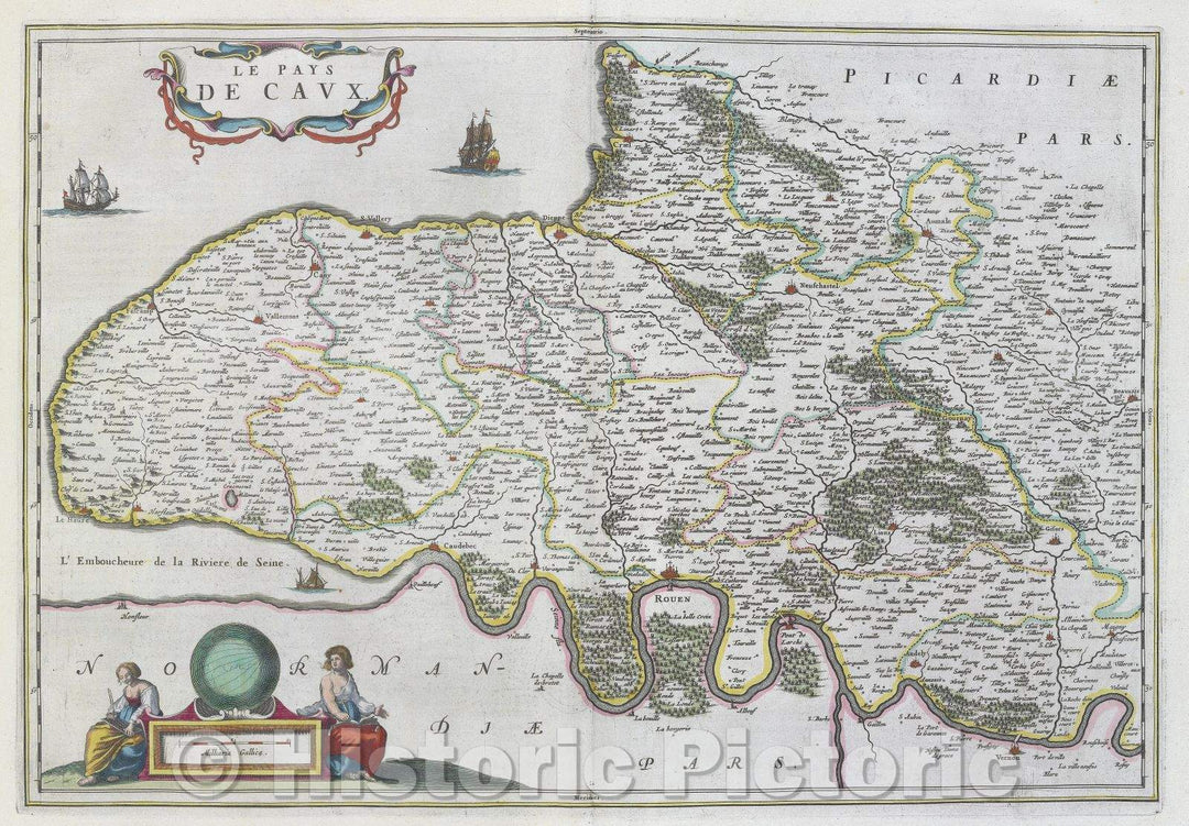 Historic Map : Le Pays de Cavx, c. 1664 , Vintage Wall Art