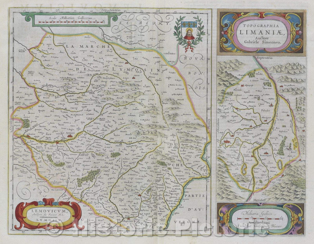 Historic Map : Lemovicum, Auctore Jo. Faiano M.L. Lymosin., c. 1664 , Vintage Wall Art