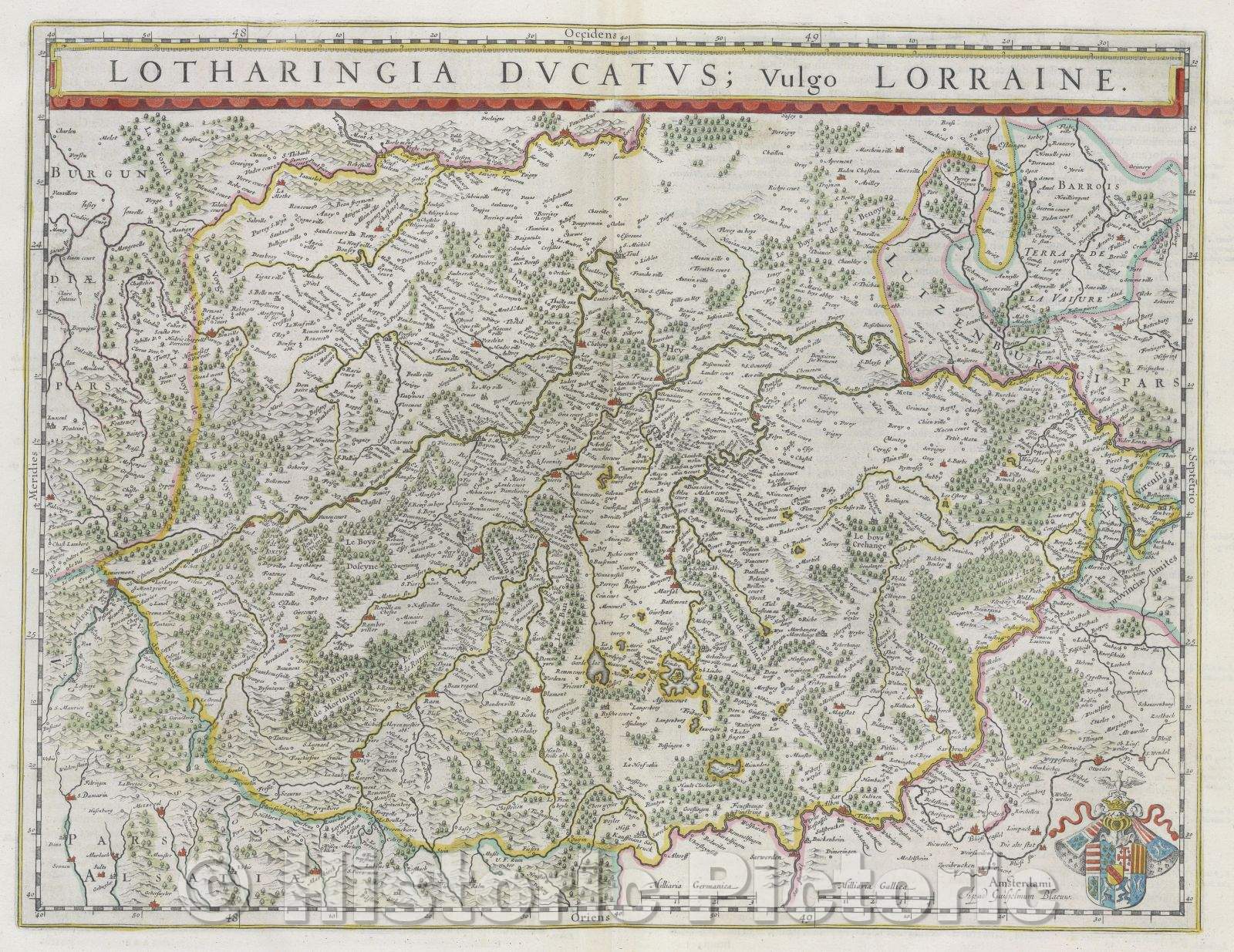 Historic Map : Lotharingia ducatus; vulgo Lorraine., c. 1664 , Vintage Wall Art