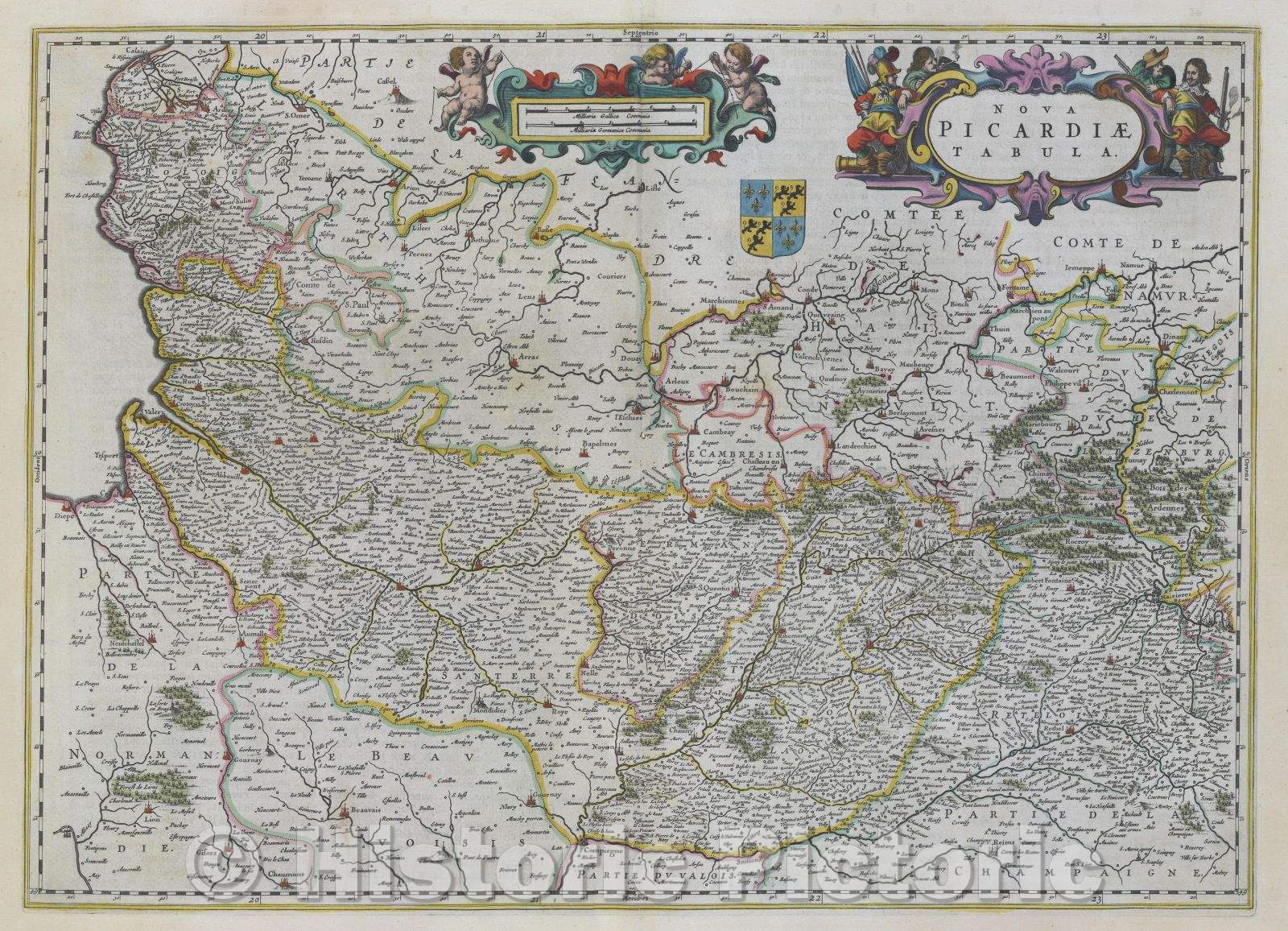 Historic Map : Nova Picardiae tabula., c. 1664 , Vintage Wall Art