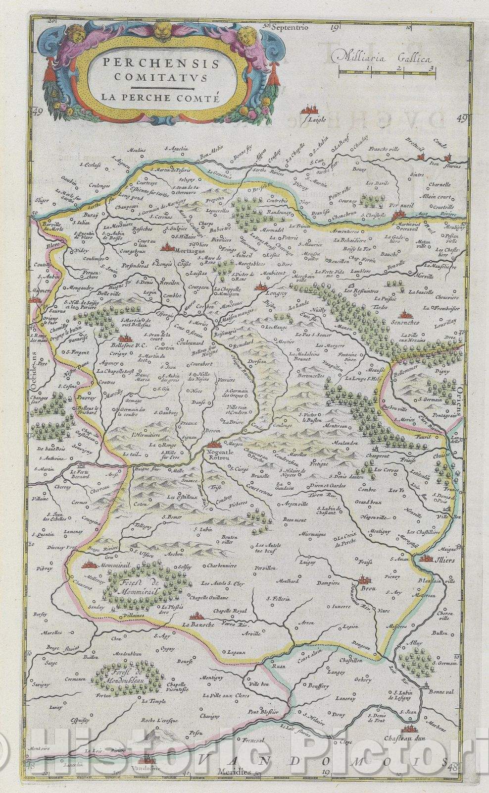Historic Map : Perchensis comitatus la perche comte, c. 1664 , Vintage Wall Art