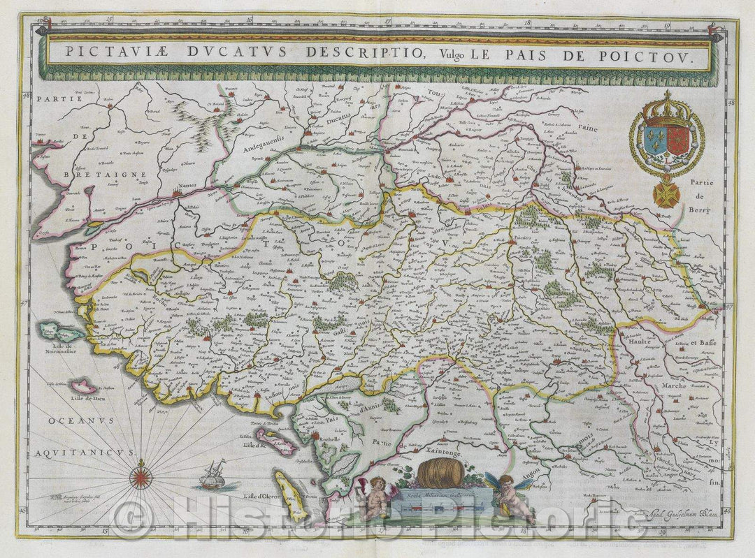 Historic Map : Pictaviae ducatus descriptio, vulgo Le Pais de Poictov., c. 1664 , Vintage Wall Art
