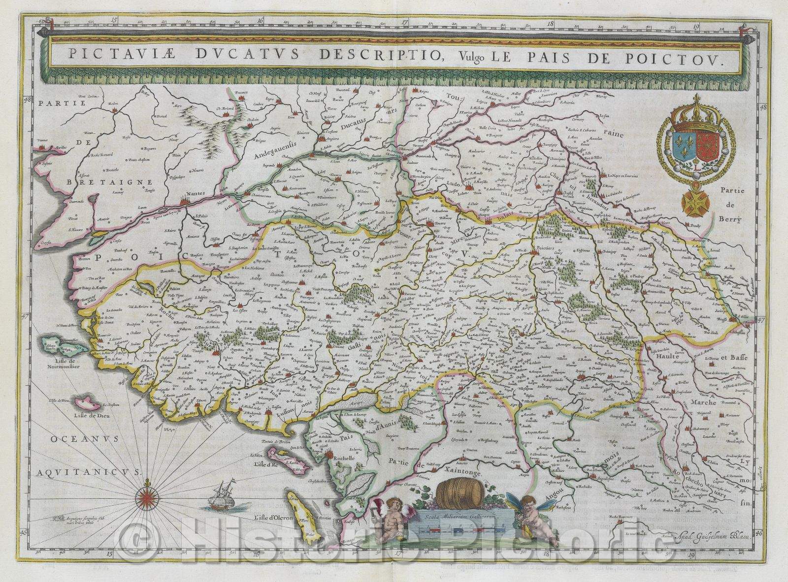 Historic Map : Pictaviae ducatus descriptio, vulgo Le Pais de Poictov., c. 1664 , Vintage Wall Art