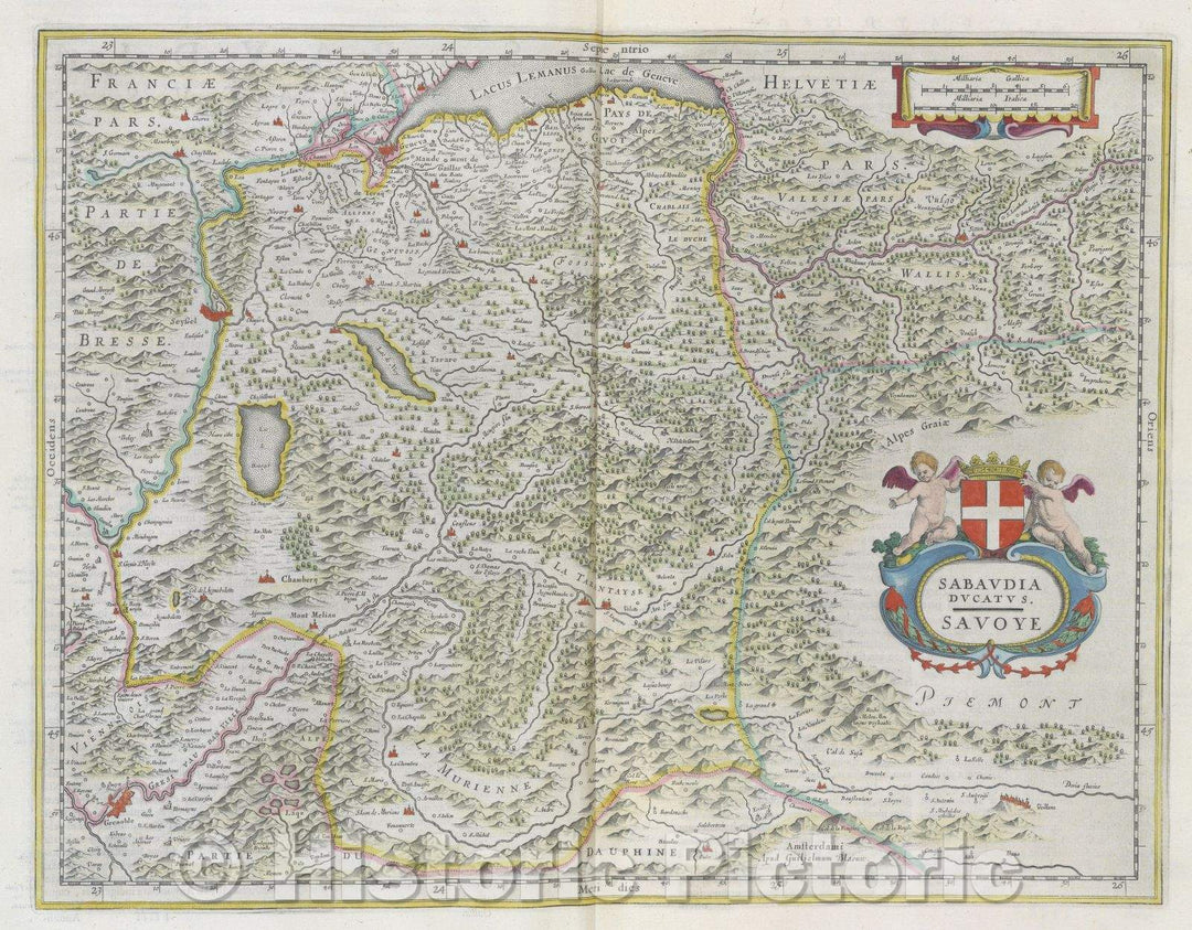 Historic Map : Sabaudia ducatus. Savoye, c. 1664 , Vintage Wall Art