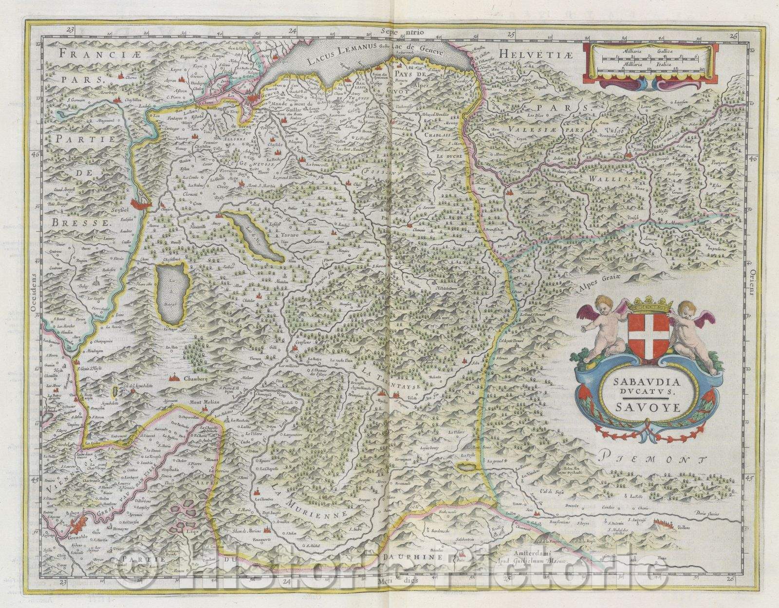 Historic Map : Sabaudia ducatus. Savoye, c. 1664 , Vintage Wall Art