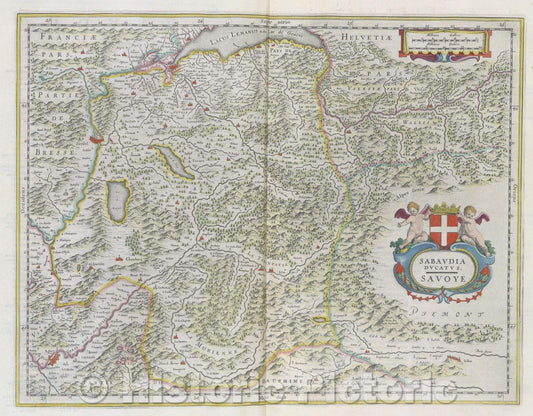 Historic Map : Sabaudia ducatus. Savoye, c. 1664 , Vintage Wall Art