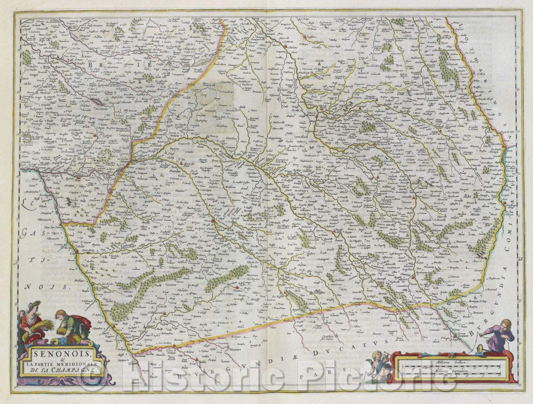 Historic Map : Senonois, and la partie Meridionale de la Champagne., c. 1664 , Vintage Wall Art