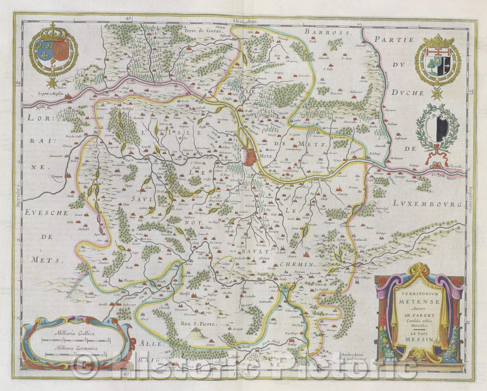 Historic Map : Territorium Metense auctore Ab. Fabert consule urbis Metensis. Le Pais Messin., c. 1664 , Vintage Wall Art
