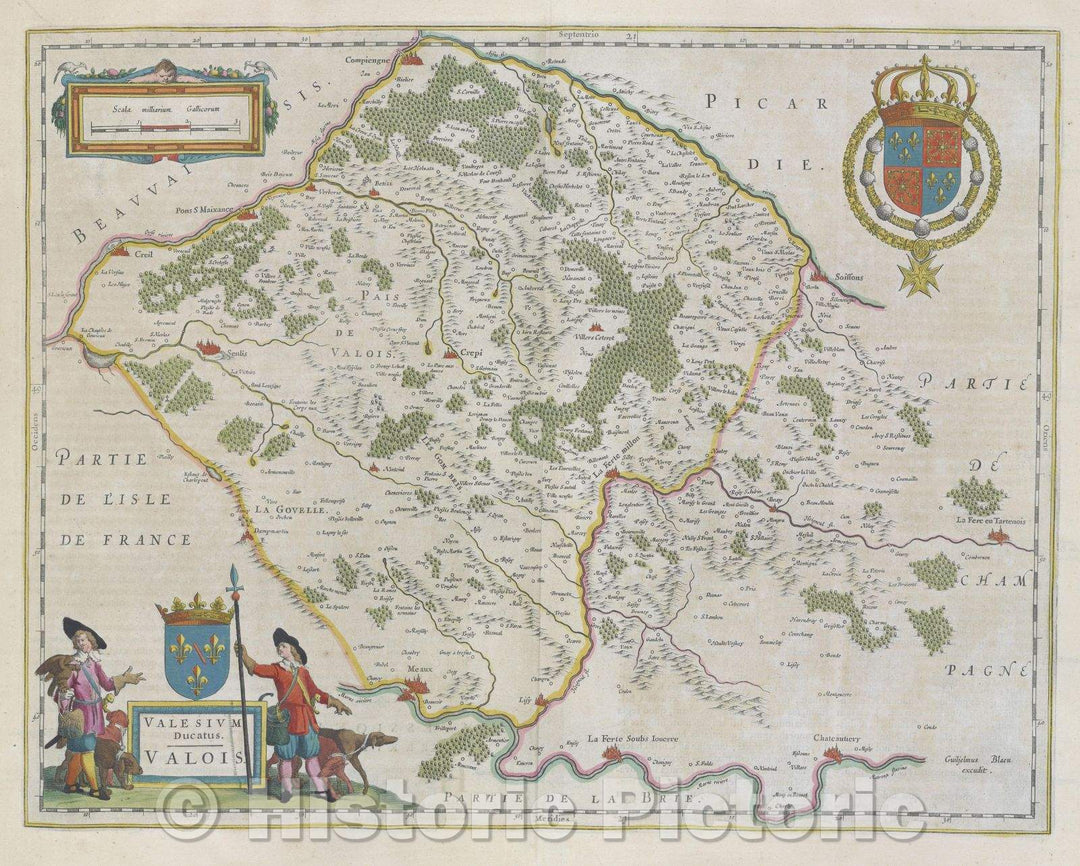 Historic Map : Valesium Ducatus. Valois., c. 1664 , Vintage Wall Art
