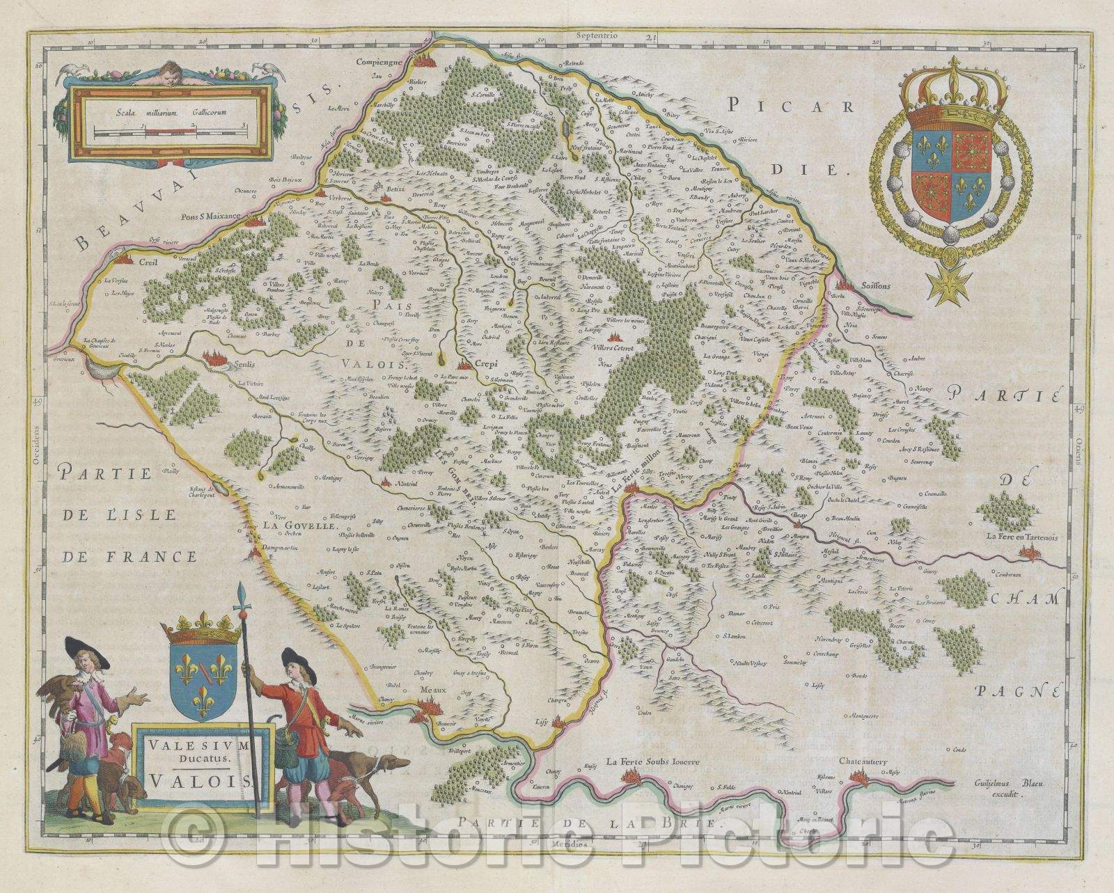 Historic Map : Valesium Ducatus. Valois., c. 1664 , Vintage Wall Art