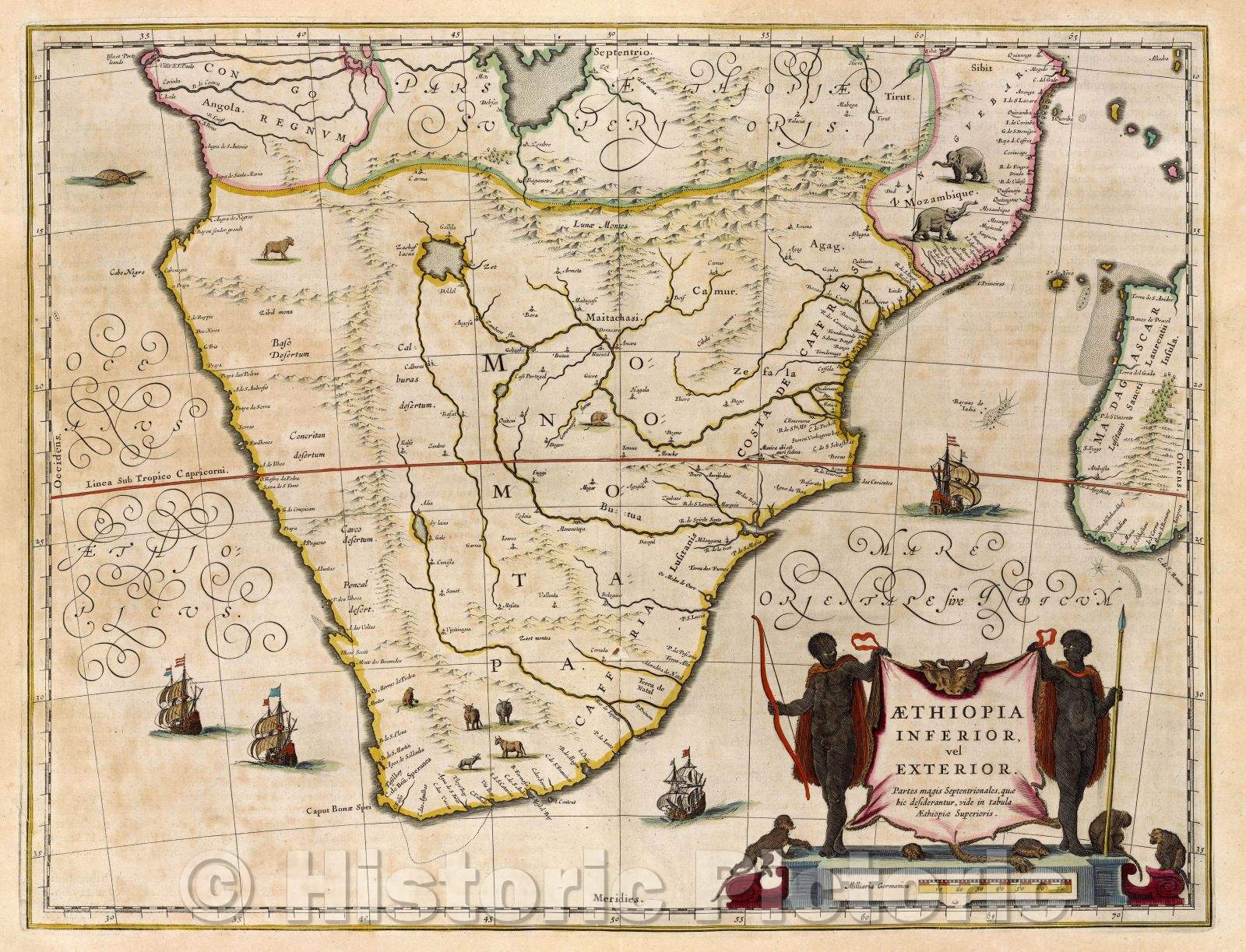 Historic Map : Aethiopia Inferior vel Exterior. Partes magis Septentrionales, quae hic desiderantur, vide in tabula Aethiopoae Superioris., c. 1664 , Vintage Wall Art