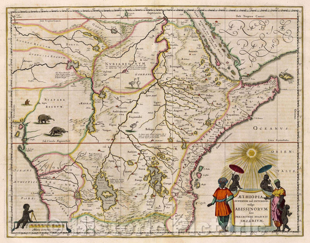 Historic Map : Aethiopia Superior vel Interior; vulgo Abissinorum sive Presbiteri Ioannis Imperium., c. 1664 , Vintage Wall Art