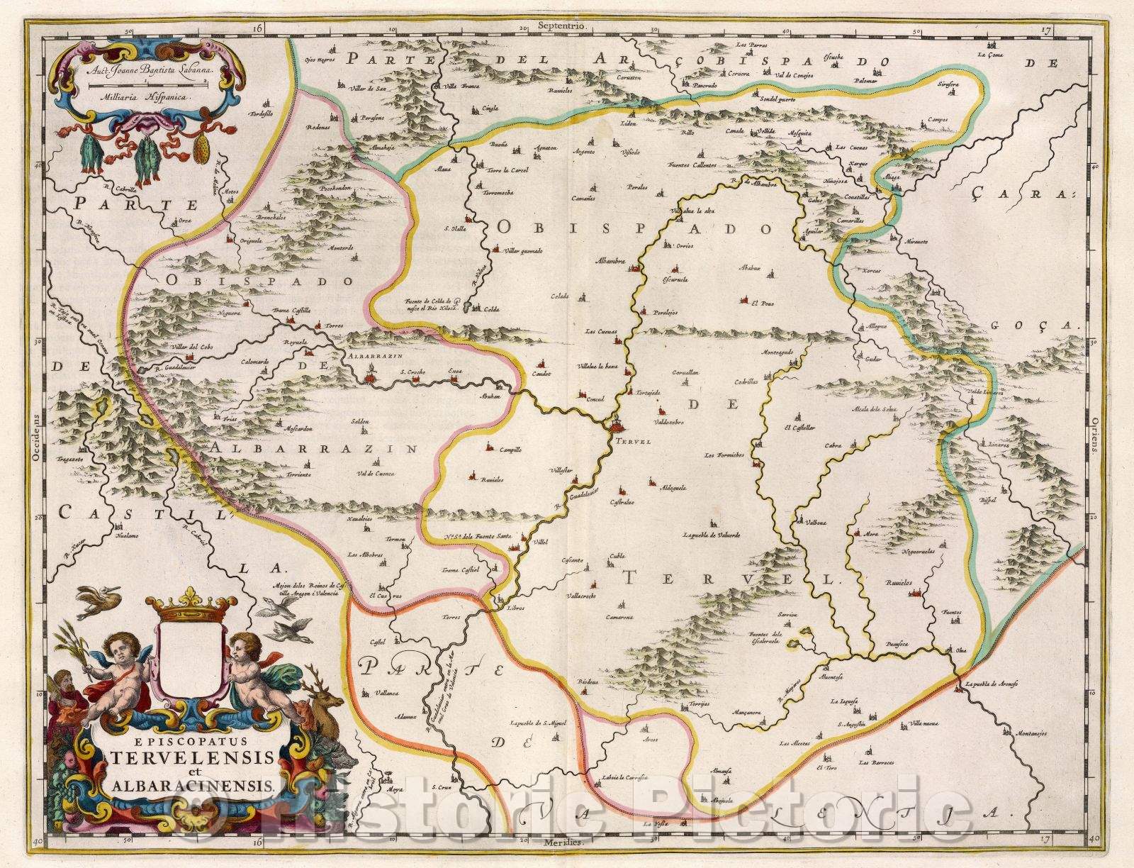 Historic Map : Episcopatus Teruelensis et Albaracinensis, c. 1664 , Vintage Wall Art
